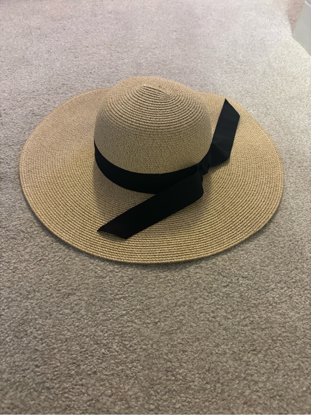 Classic Straw Sun Hat with Black Bow